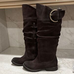 Women's Black Suede Knee-High Boots